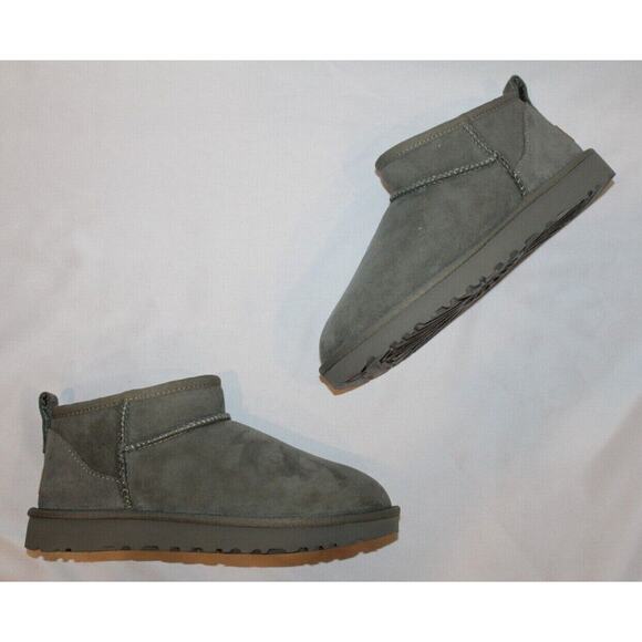 NEW 100% Authentic UGG Classic Ultra Mini Womens Winter Ankle Boots Moss Green - Picture 7 of 8